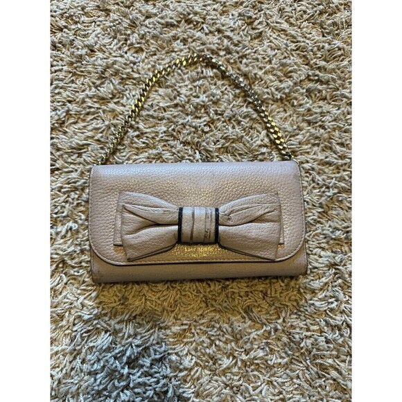 KATE SPADE NY Rosewood Place Milou Clutch Wallet Pink Removable Chain H154 Bow - Picture 2 of 16